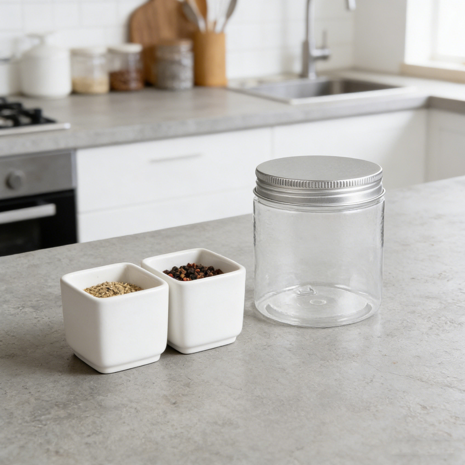 Food Storage Aluminum Containers - 12Pcs Transparent Mini Canning Jars with