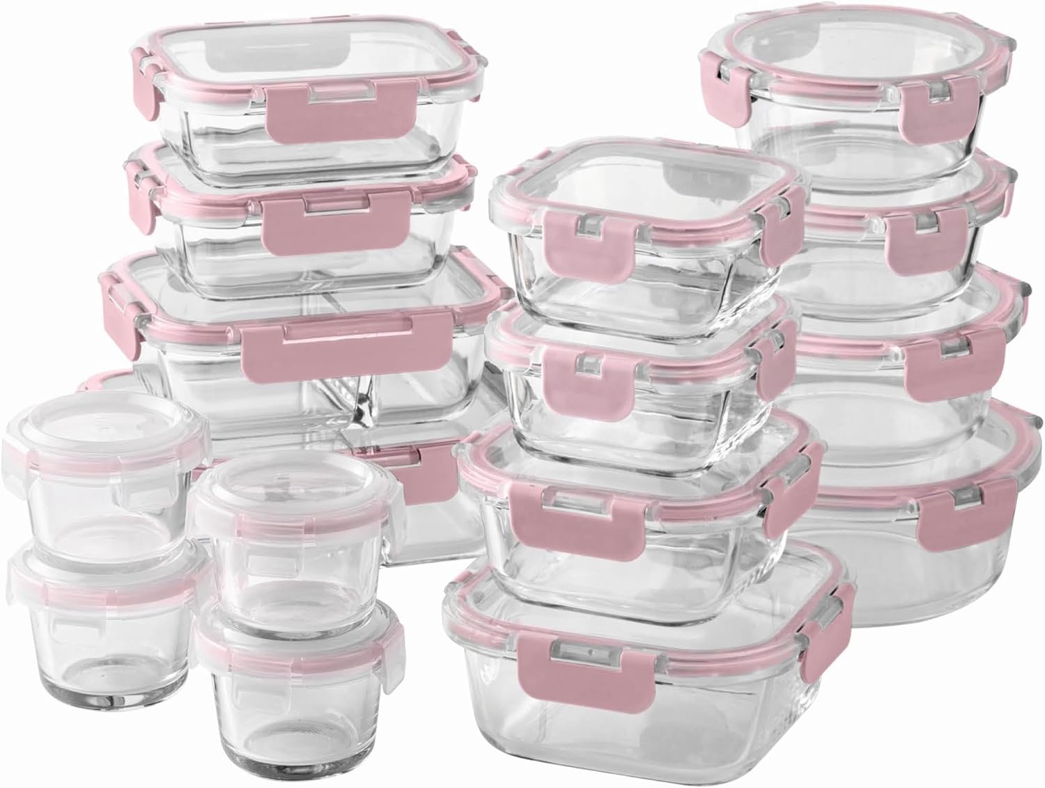 Food Storage With Dividers - 32-Pc Borosilicate Glass Food Container Set