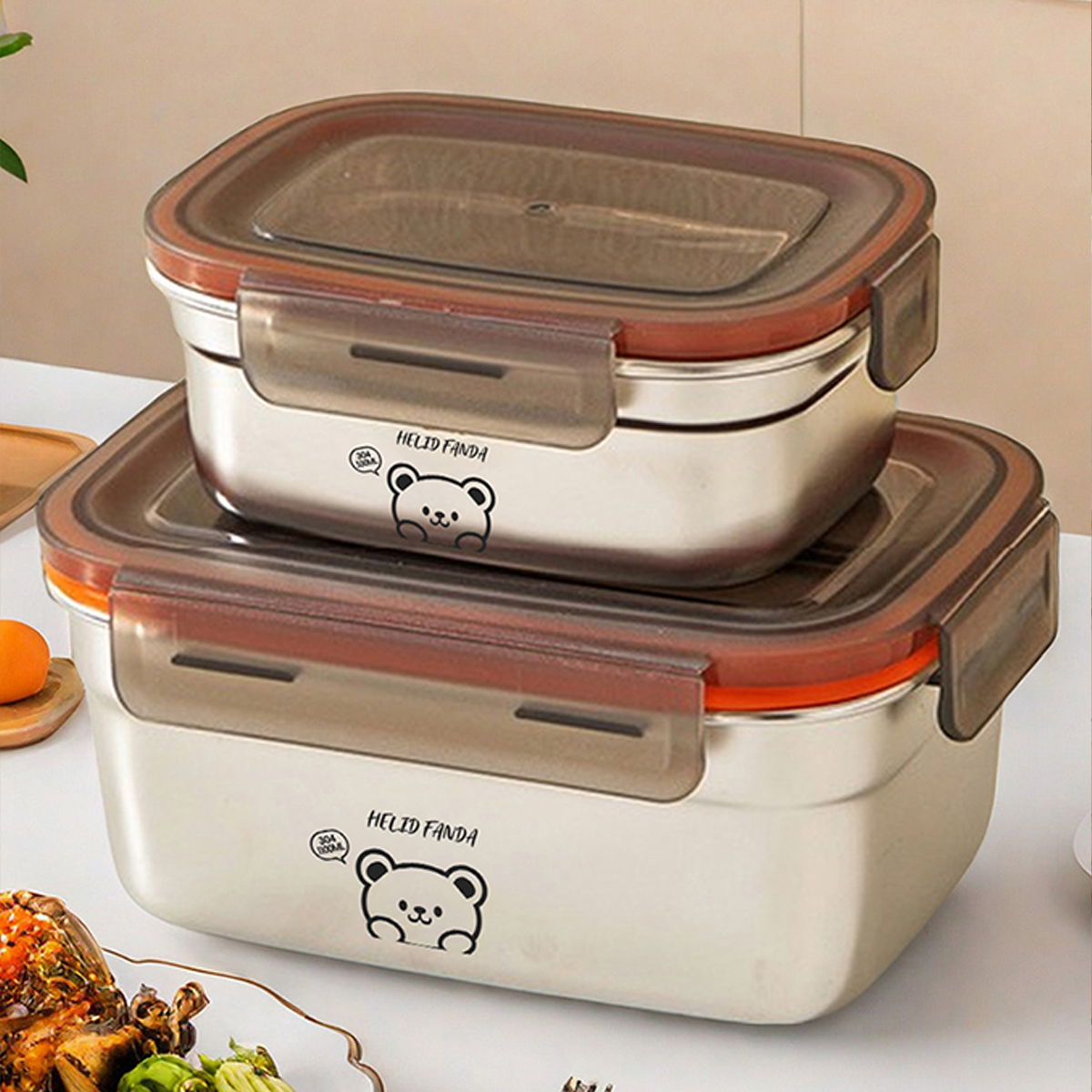 Food Storage Stainless Steel Containers - Refrigerator Sealed Preservation Box 304 Stainless