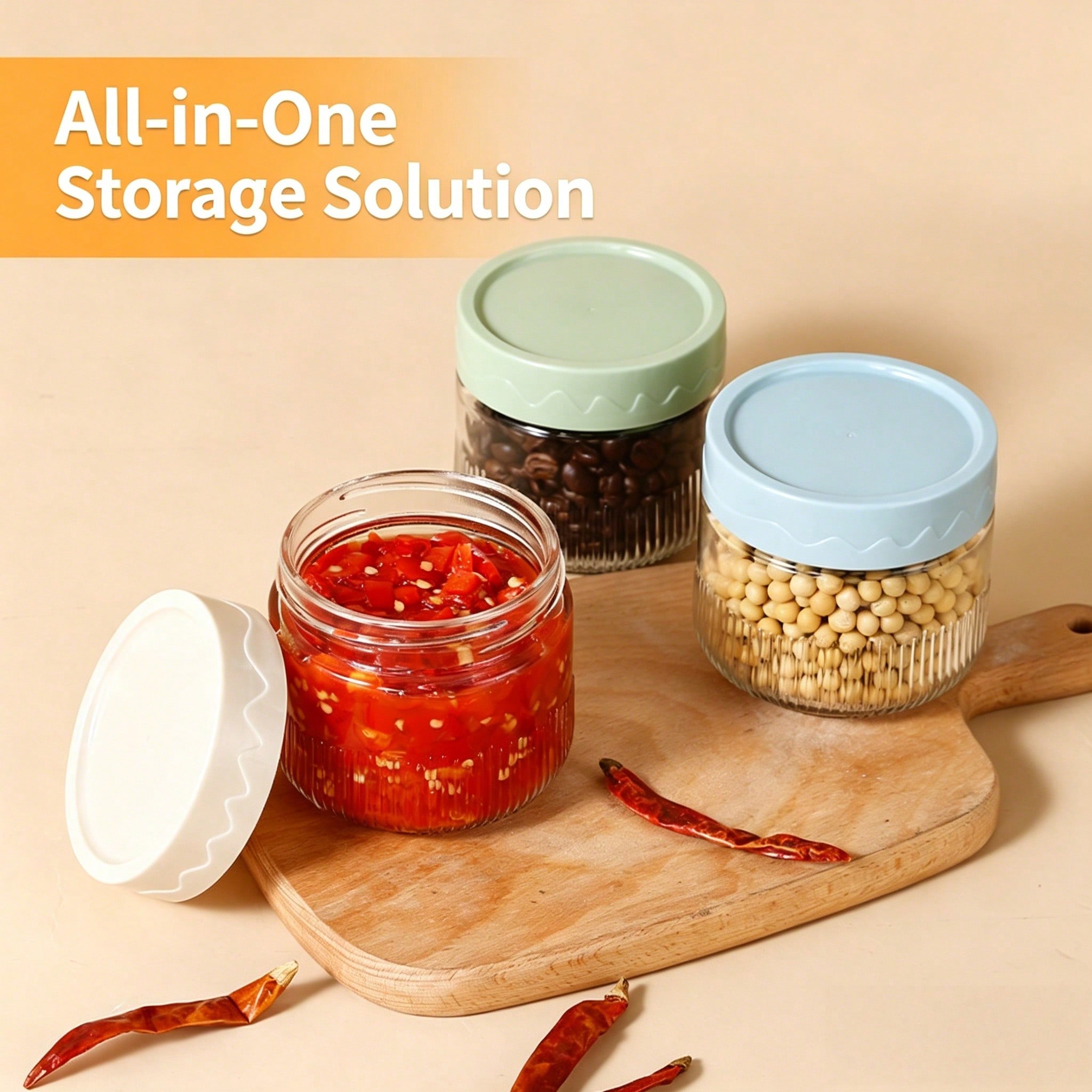 Airtight Cereal Jar - A Glass-Sealed Storage Jar,250ml Stackable Glass