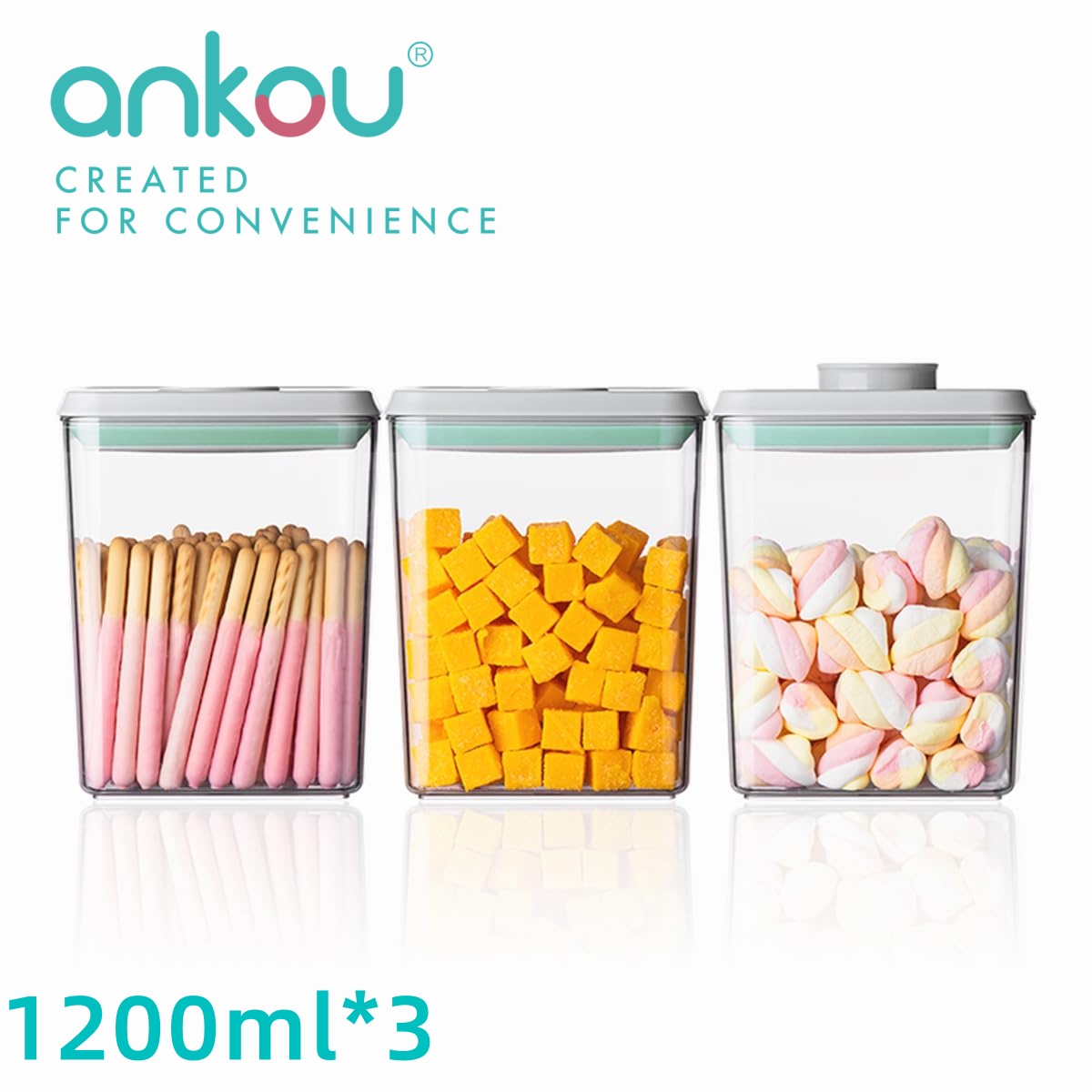 Food Storage On Table - Ankou 3Pcs 1.2L Pop Airtight Food