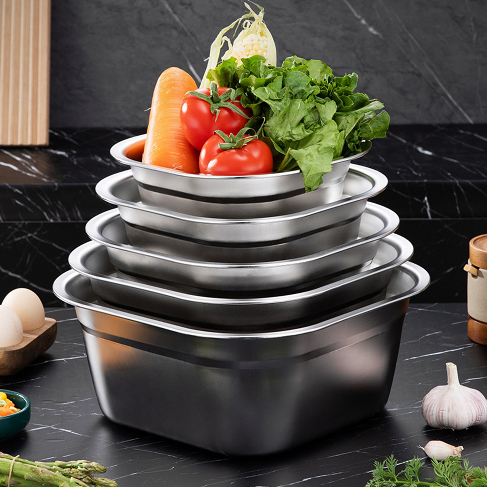 Food Storage Order - Stainless Steel Square Basin Versatile Mixing