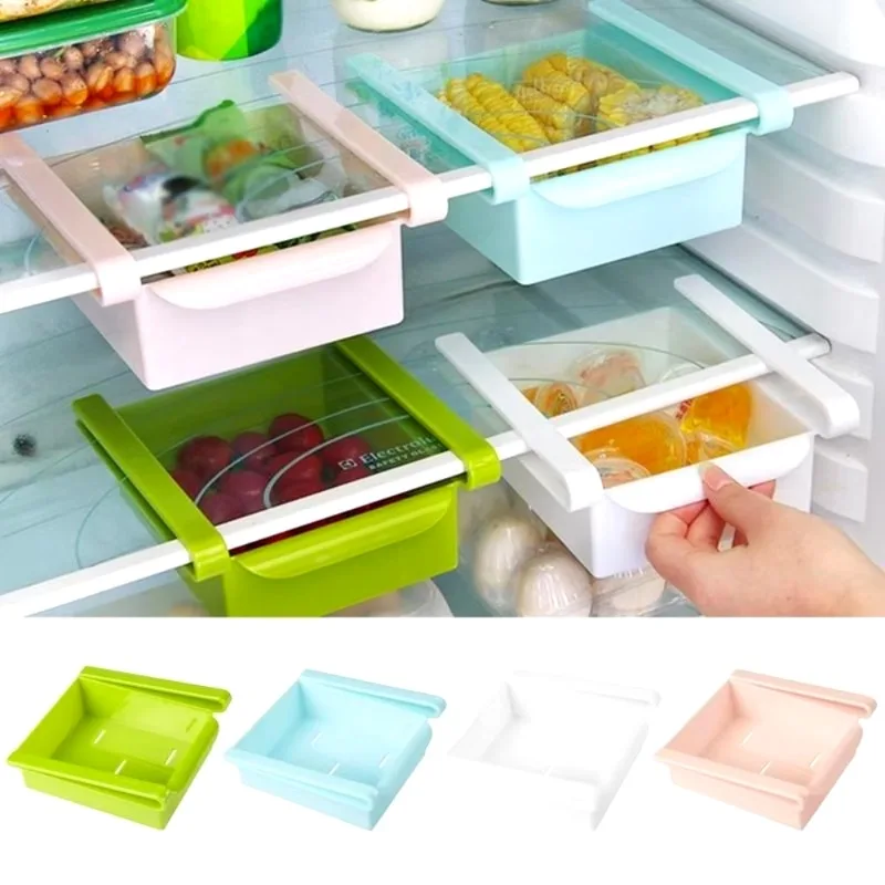 Food Storage With Dividers - Slide Kitchen Fridge Freezer Space Saver