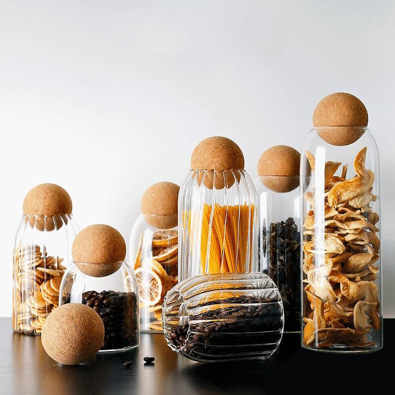 Airtight Cereal Jar - storage glass jar with wooden lid