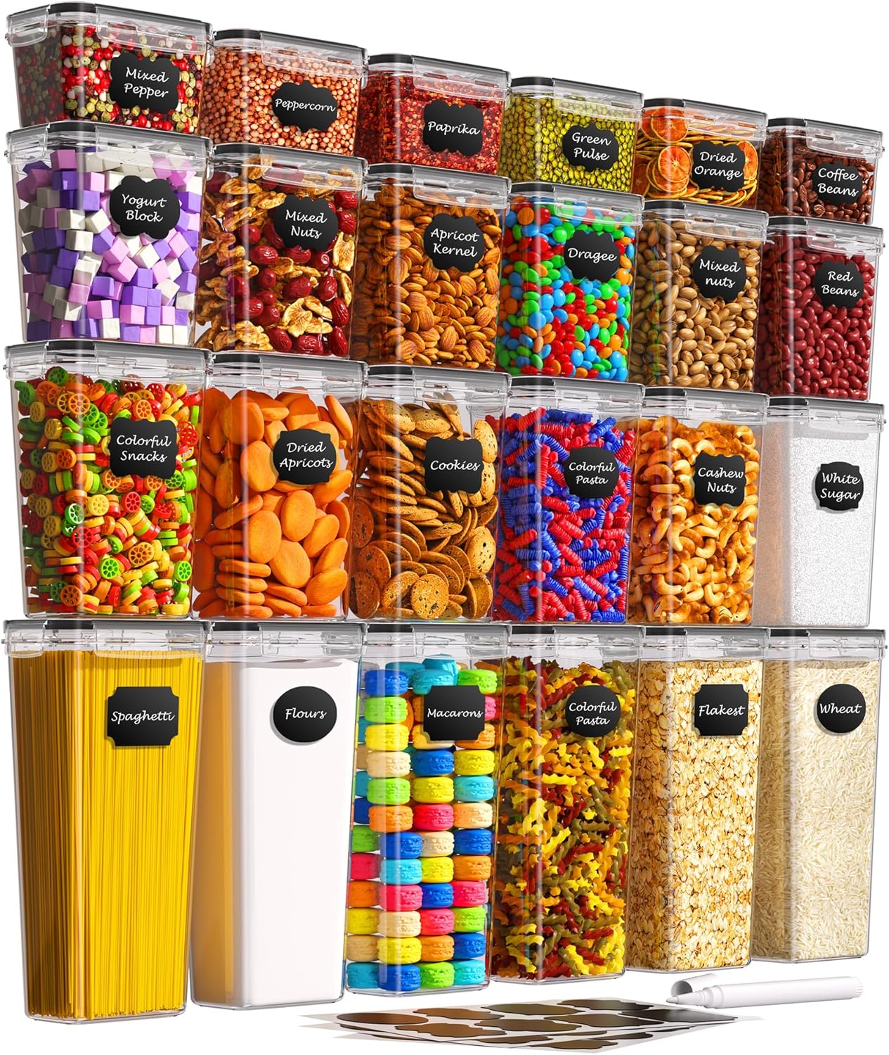 Airtight Cereal Jar - 24 PCS Airtight Food Storage Containers