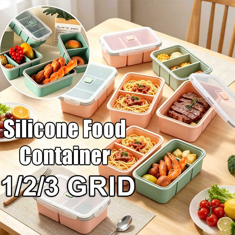 Food Storage With Dividers - Reusable Large Divided Silicone Bento Box