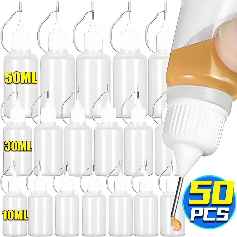 Food Storage Drums - 50/5x Plastic Tip Applicator Bottles Refillable