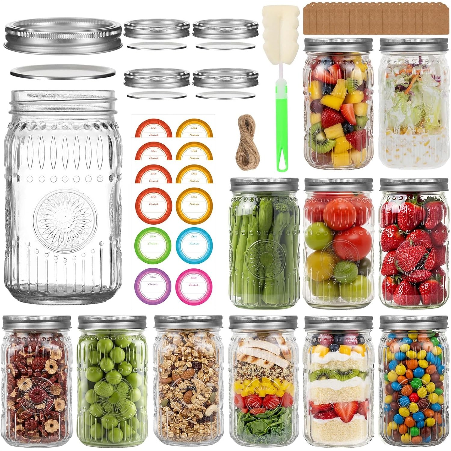 32 oz Wide Mouth Mason Jars wi - Food Storage 4 Quart avis et prix