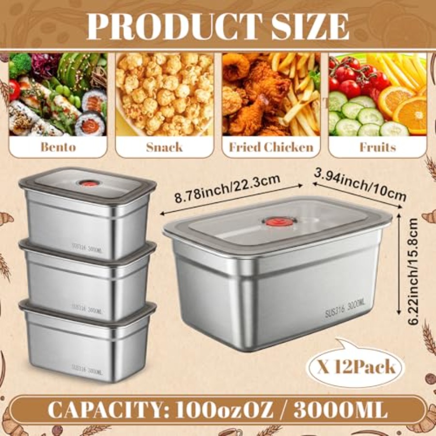 Kitchen use stainless steel fo - Food Storage Stainless Steel Containers avis et prix