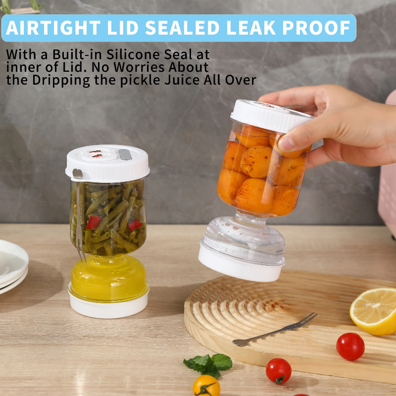 Pickles Jar with Lids Strainer - Food Storage With Dividers avis et prix