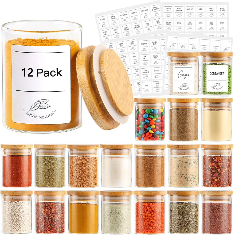 4oz Glass Spice Jars with Bamb - Food Storage Drums avis et prix