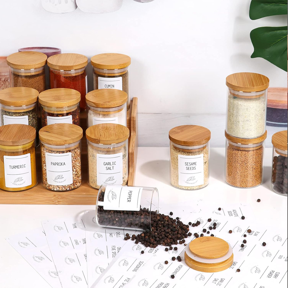 4oz Glass Spice Jars with Bamb - Food Storage Drums avis et prix