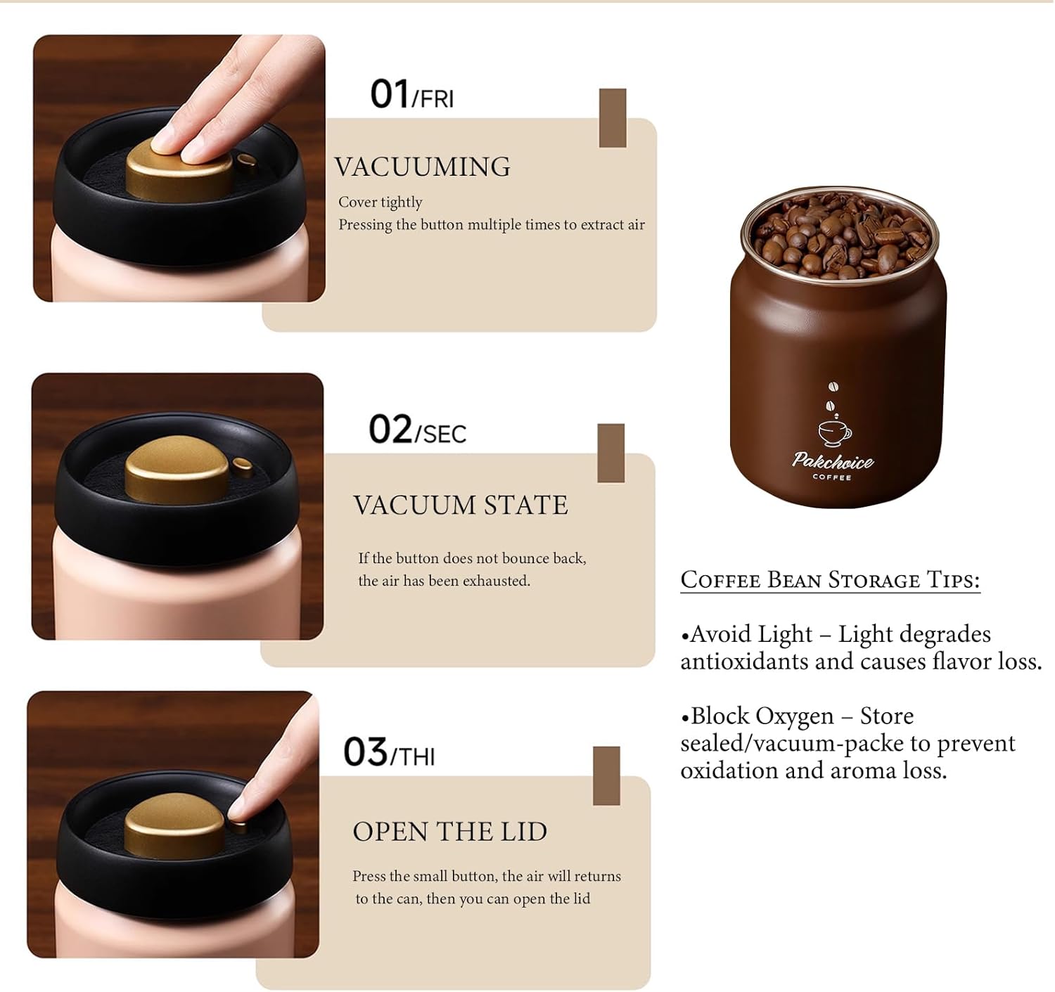 Vacuum Coffee Bean Storage Con - Food Storage Vacuum Containers avis et prix