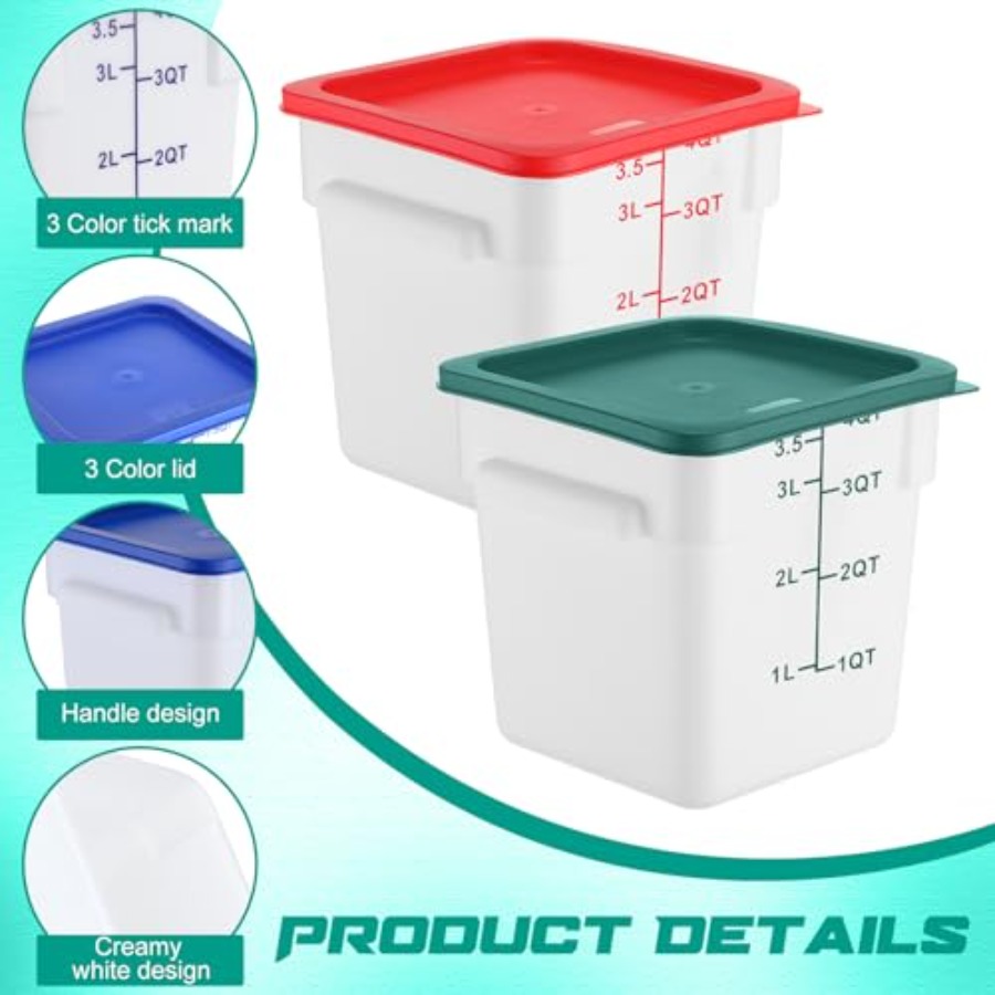 6 Pieces 4 Quart Commercial Fo - Food Storage 4 Quart avis et prix