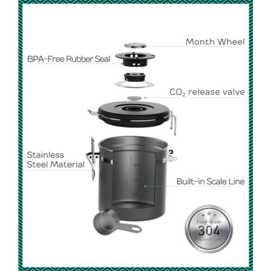 Coffee Canister, Airtight Stai - Food Storage Stainless Steel Containers avis et prix