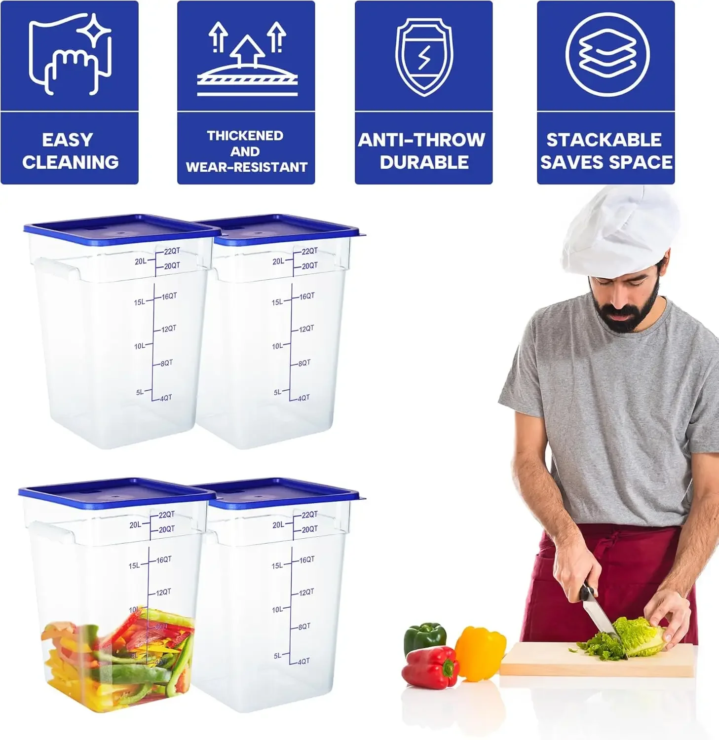 4 Pack Food Storage Containers - Food Storage 4 Quart avis et prix