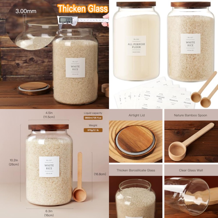 2 PCS Large Glass Jar with Air - Airtight Cereal Jar avis et prix