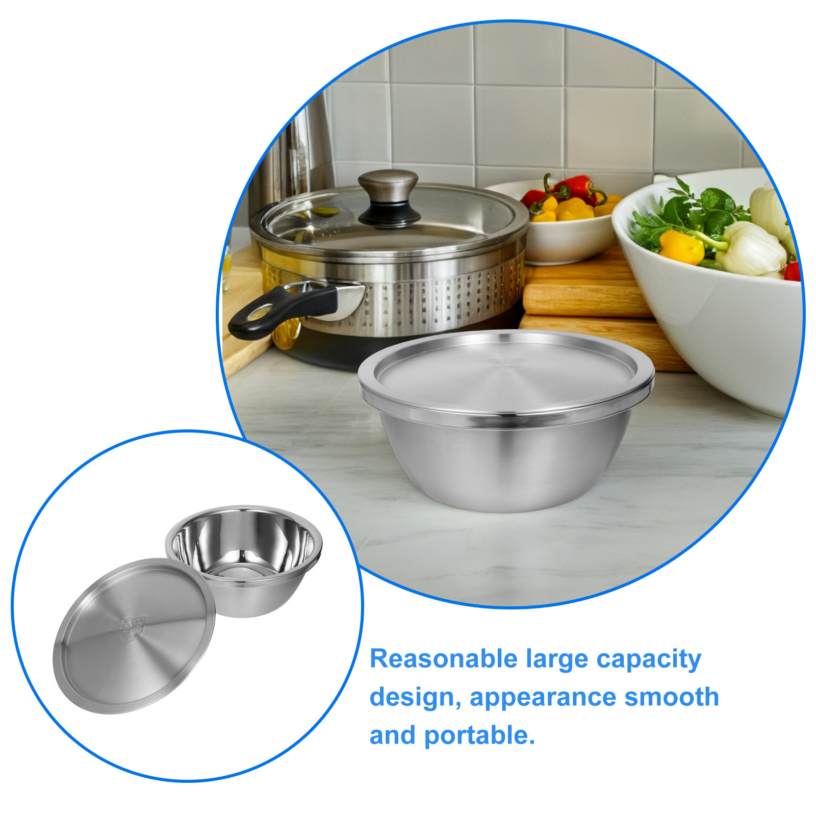 1Set Stainless Steel Mixing Bo - Food Storage Stainless Steel Containers avis et prix