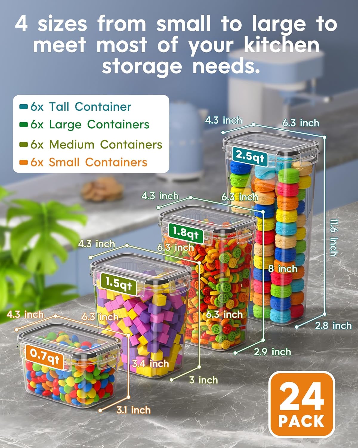24 PCS Airtight Food Storage C - Airtight Cereal Jar avis et prix