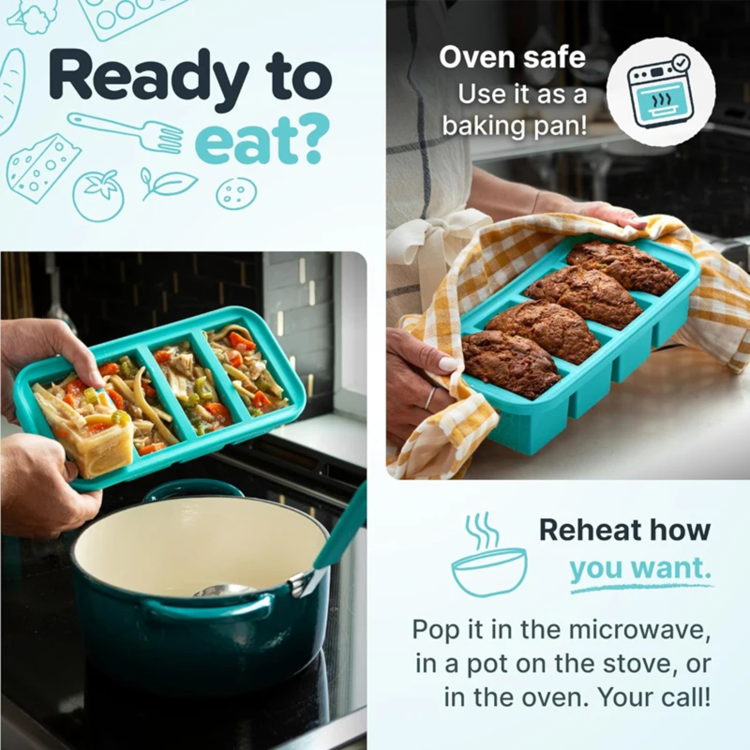 1PC 2/4/6Grid Silicone Freezer - Food Storage Order avis et prix
