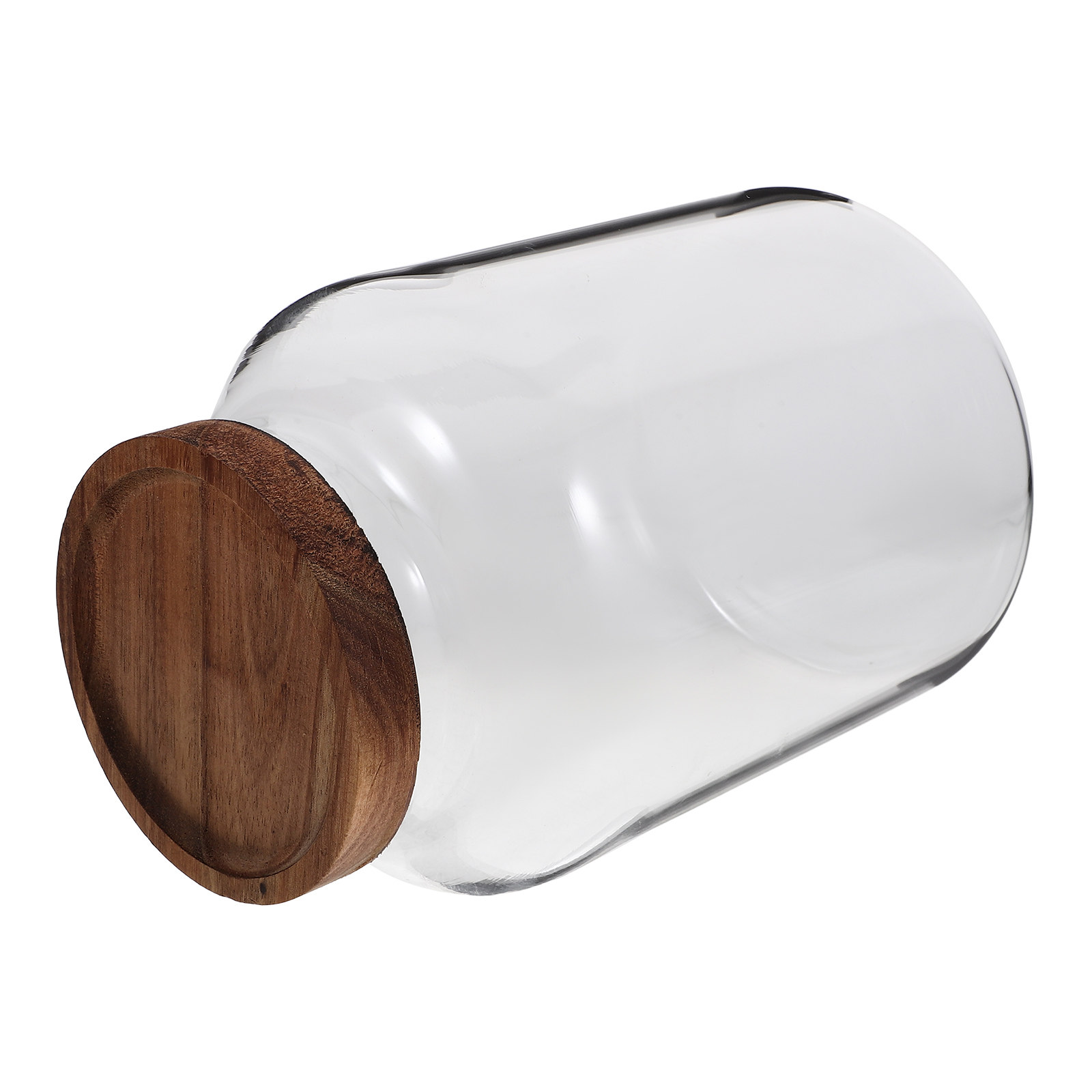 Wood Lid Glass Storage Jar Air - Airtight Cereal Jar avis et prix
