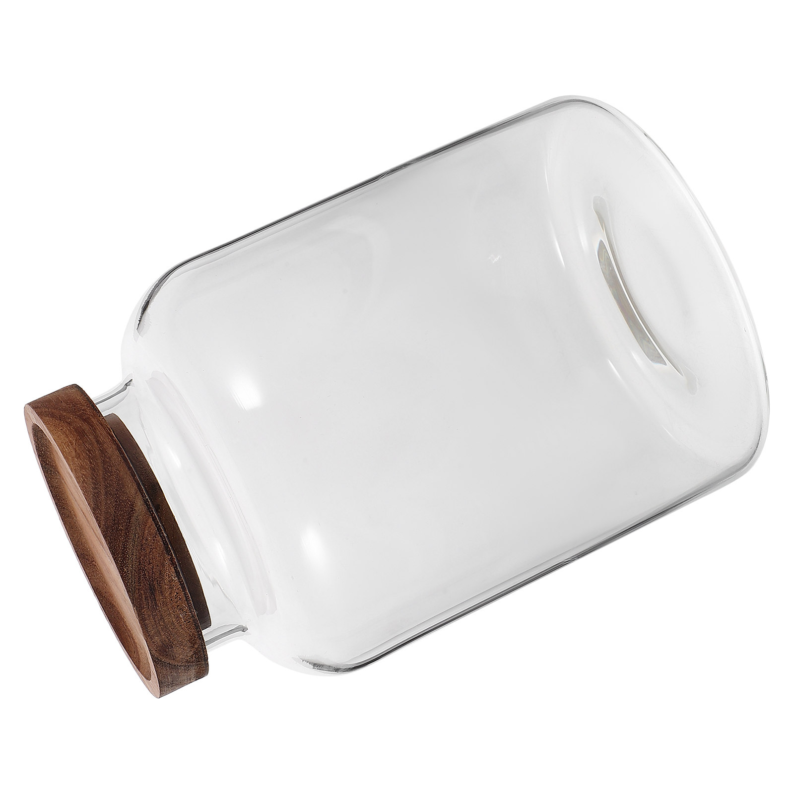 Wood Lid Glass Storage Jar Air - Airtight Cereal Jar avis et prix